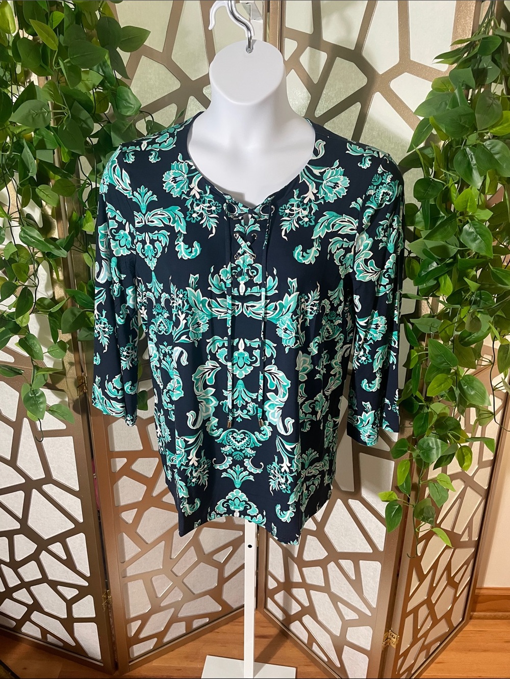 JM Collection Lace Up Top